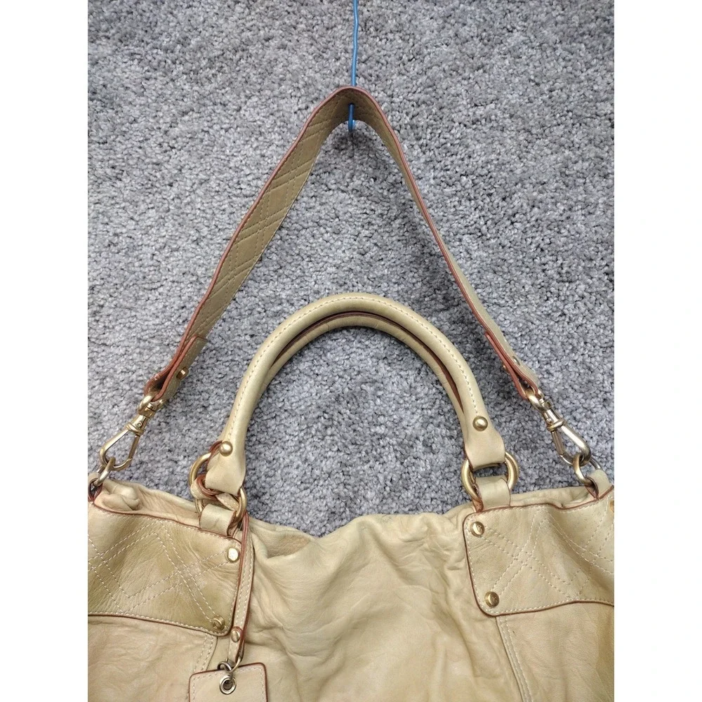 Liz Claiborne Vintage Supple Tan LAMB Leather Hobo Bag double Straps Hang Charm